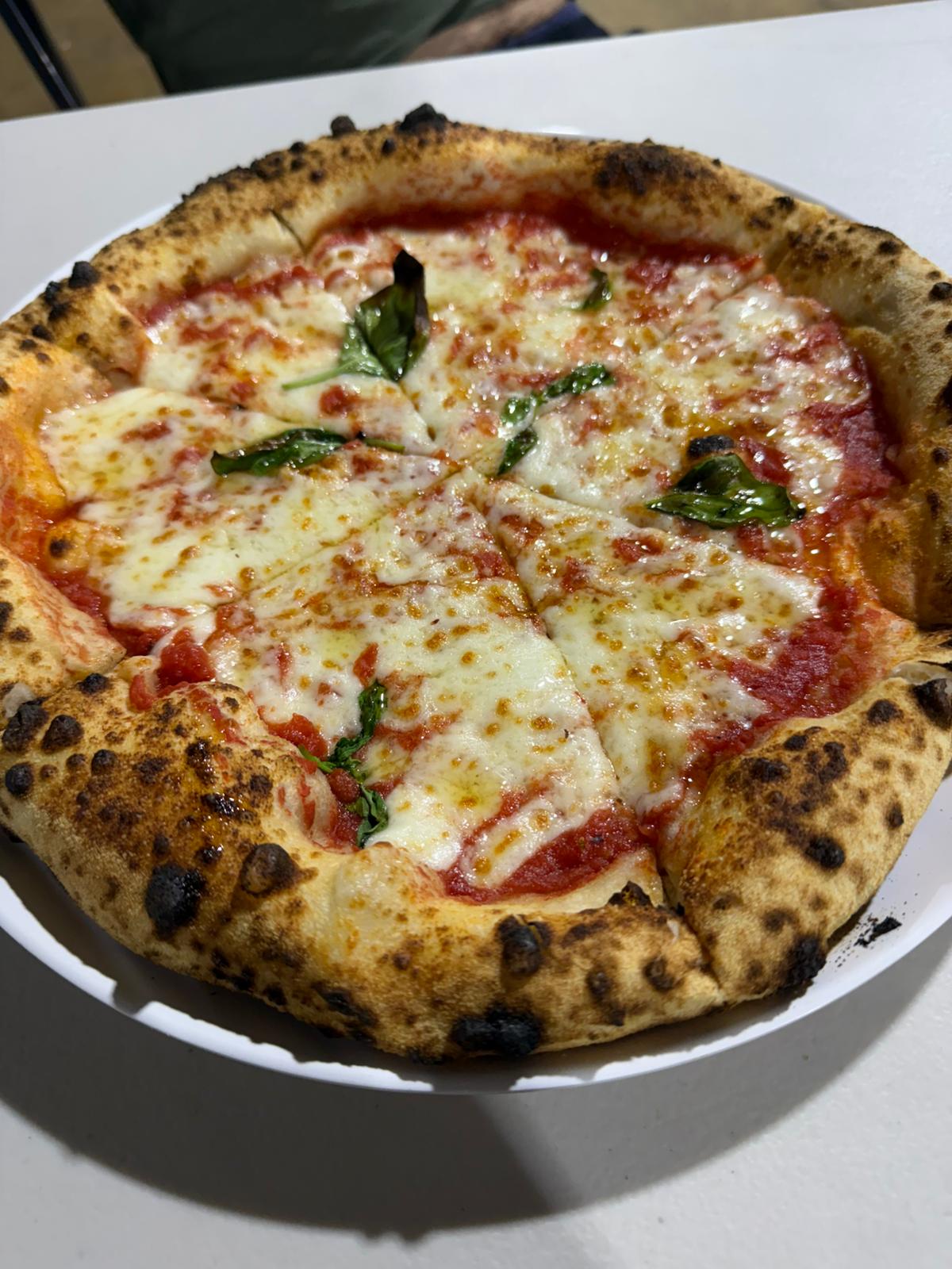 Wood-fired margherita pizza from Michelone pizza truck